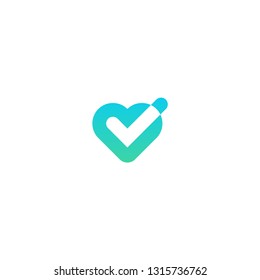 Heart With Checklist Symbol Logo Icon Design Template Elements 