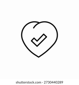 Corazón con Vector de signo de icono de marca de verificación