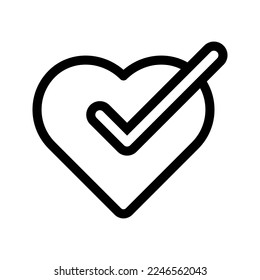 heart with checkmark icon vector