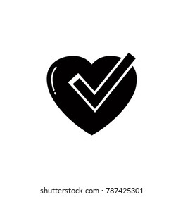 heart and checkmark icon vector