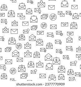 Heart, Checkmark, At Sign on Envelope Seamless Pattern for printing, wrapping, design, sites, shops, apps