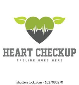 Heart Checkup Hospital Vector Logo Icon Symbol Template. Heart Logo. Logo Design