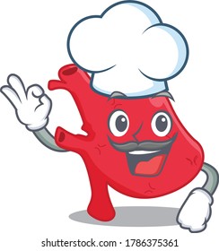 Heart chef cartoon design style wearing white hat