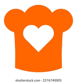 Heart and chef hat on white