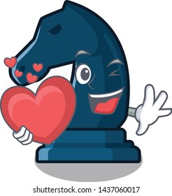 With heart chess knight isolated with the cartoon