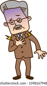 Heart, chest painful senior businessman
