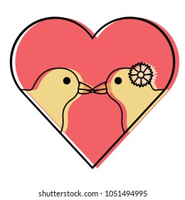 Heart with chickens design