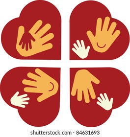 heart with Child's Hands and Adult Hands
