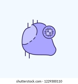 heart chip 2 colored line icon. Simple colored element illustration. heart chip outline symbol design from new technologies set