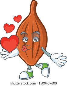 With heart choco almond cartoon character on white background