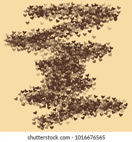 Heart chocolate background which consists of isolated elements. Modern style with beautiful elements in heart chocolate background. Can be used as print, wallpaper, cards, logo, background