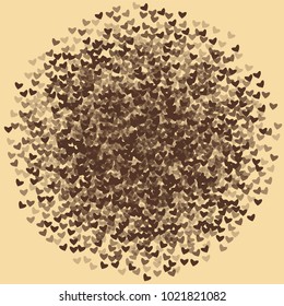 Heart chocolate background which consists of isolated elements. Modern style with beautiful elements in heart chocolate background. Can be used as print, wallpaper, cards, logo, background