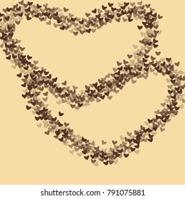 Heart chocolate background which consists of isolated elements. Modern style with beautiful elements in heart chocolate background.  Can be used as print, wallpaper, cards, logo, background 