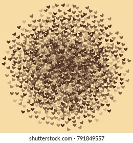 Heart chocolate background which consists of isolated elements. Modern style with beautiful elements in heart chocolate background.  Can be used as print, wallpaper, cards, logo, background 