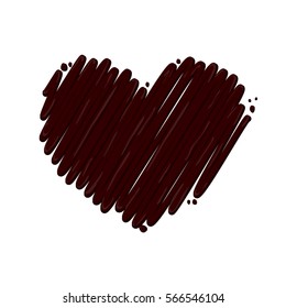 Heart chocolate heart drop splash vector illustration. Banner love hot chocolate dessert. Tasty trendy picture. Realistic drop shape splat