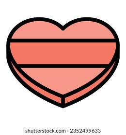 Heart chocolate icon outline vector. Candy food. Cake bakery color flat