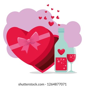 heart chocolate and love potion to valentine day