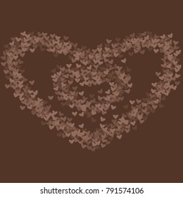 Heart chocolate pattern which consists of isolated elements. Modern style with beautiful elements in heart chocolate pattern.  Can be used as print, wallpaper, cards, logo, background and etc.