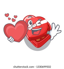 With heart chovolate heart box isolated with characters