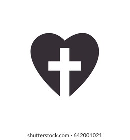 heart with christian cross icon