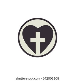 heart with christian cross icon