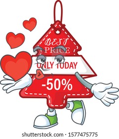 With heart christmas best price tag cartoon character mascot style