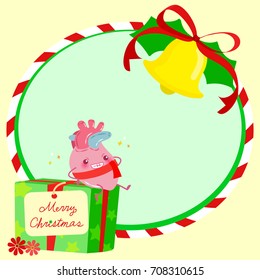 heart with christmas on the green background