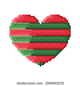 Heart Christmas pixel art. Vector illustration. 