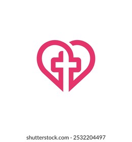 Heart Church Logo-Design, Vektorvorlage