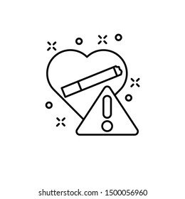 Heart, cigarette, danger icon. Element of quit smoking icon