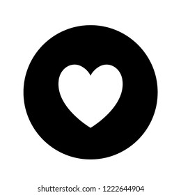 Heart circle button, love symbol isolated vector icon