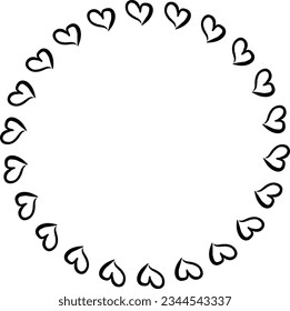 Heart circle frame border for decorative vintage element for design in vector illustration