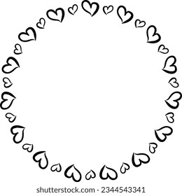 Heart circle frame border for decorative vintage element for design in vector illustration
