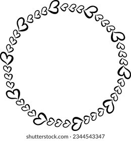 Heart circle frame border for decorative vintage element for design in vector illustration