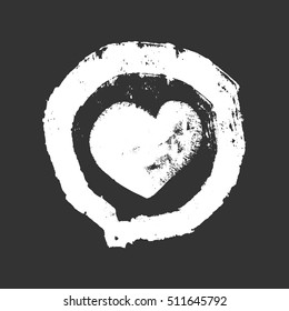 heart in circle grunge style