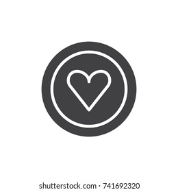 Heart in a circle icon vector, filled flat sign, solid pictogram isolated on white. Favorite dish symbol, logo illustration.