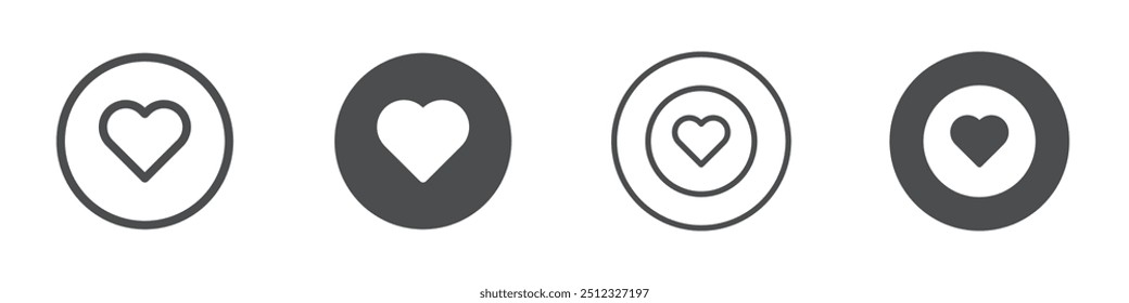 Heart in a circle icon Vector logo outline