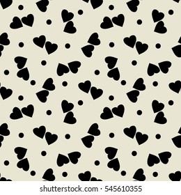 Heart and circle seamless pattern. Fashion graphic background design. Abstract texture. Monochrome template for prints, textiles, wrapping, wallpaper, website etc. Vector illustration