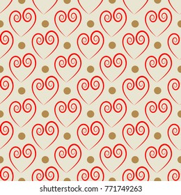 Heart and circle seamless pattern. Fashion graphic design. Modern stylish texture. Colorful template for prints, textiles, wrapping, wallpaper, card, banner, business. Vector illustration