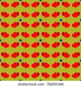 Heart and circle seamless pattern. Fashion graphic design. Modern abstract stylish texture. Colorful template for prints, textiles, wrapping, wallpaper, card, banner, business. Vector illustration
