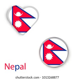 Heart and circle symbols with flag of Nepal. Vector illustration