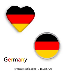 Heart and circle symbols with Germany flag. Vector illustration