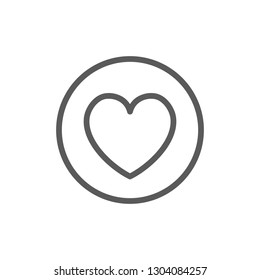 Heart in circle, valentine day line icon.