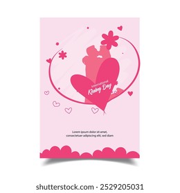 Heart Circle Valentines with Silhouette of Romantic Couple Illustration
