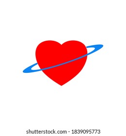 Heart with circle vector symbol, like planet