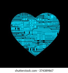 heart in circuit board style Vector Illustration