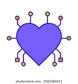 Heart with circuits symbolizing digital connectivity