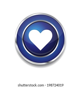 Heart Circular Blue Vector Web Button Icon