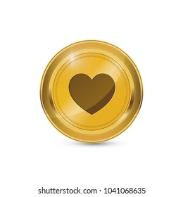 Heart Circular Gold Vector Web Button Icon