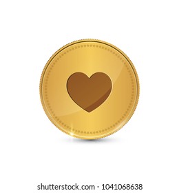 Heart Circular Gold Vector Web Button Icon